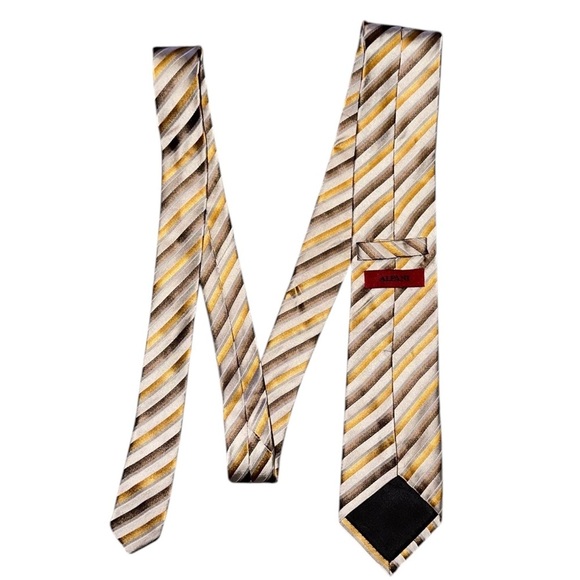 ALFANI (Lot of 3) 100% Silk Handmade Purple Pink Gold & Silver Stripe Ties - Picture 9 of 9